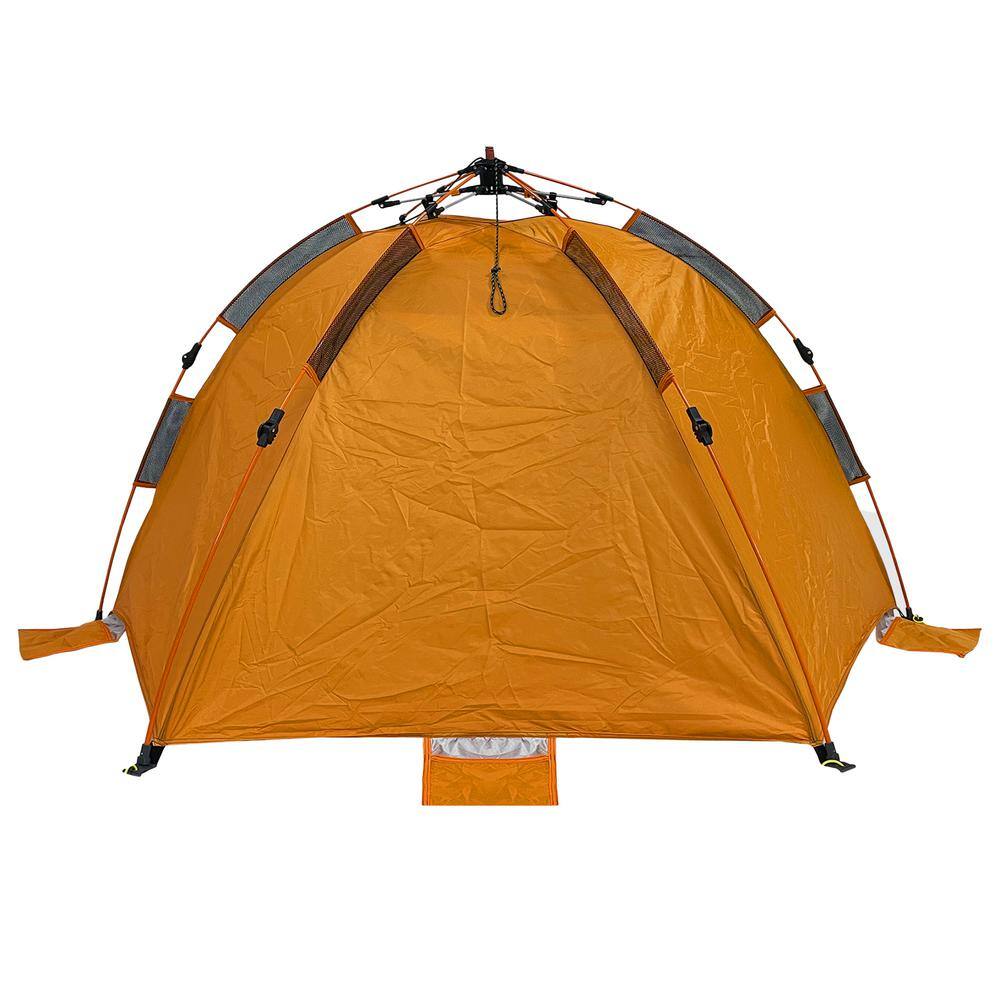 Orange Polyester Pop-Up Beach Sun Shelter with 1 Door