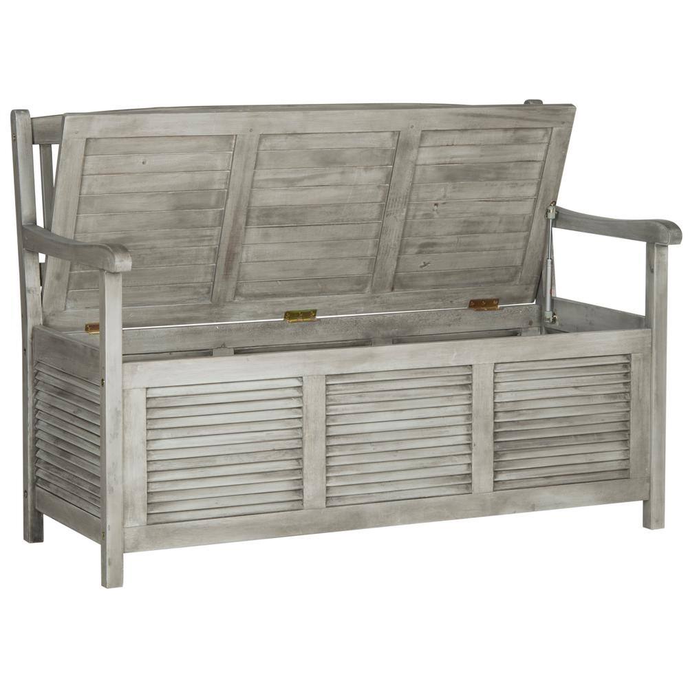 Transitional Gray Acacia Wood Storage Bench - 50"