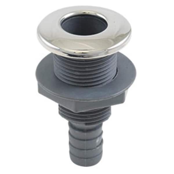Whitecap Stainless Steel / Nylon Thru-Hull with Barb - 1-1/2 in. Hose Size, Straight