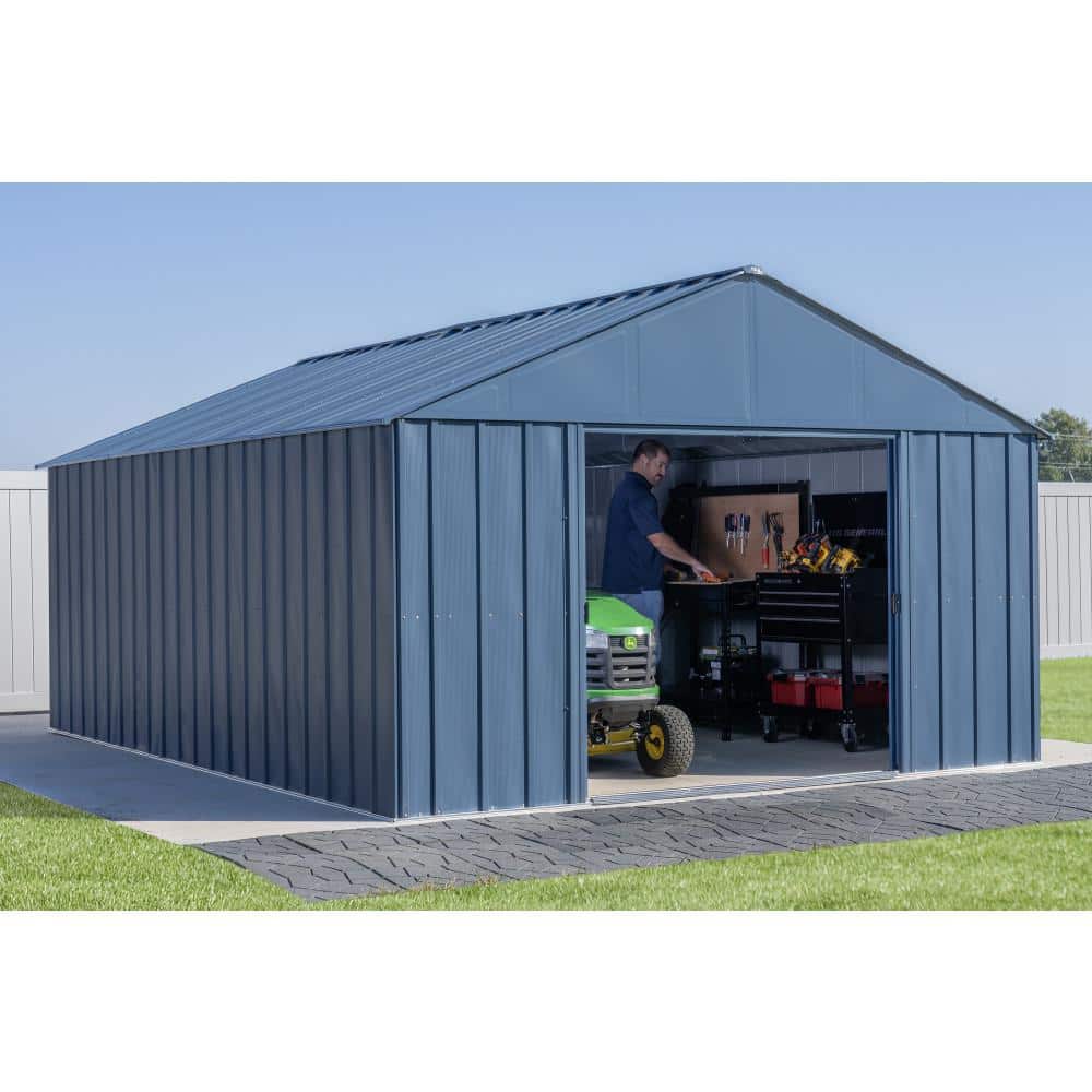 17 ft Blue Grey Galvanized Steel Storage Shed Kit