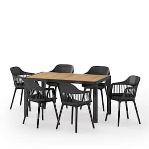 Jumana 7-Piece Wood and Resin Outdoor Patio Dining Set