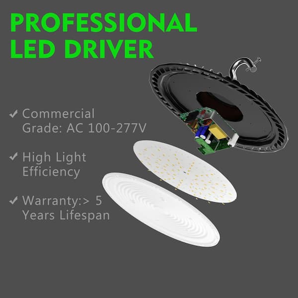 bulbeats 2-Pack of 250-Watt LED High Bay Light 37500LM High Bay LED Shop Lights AC100-277V Commercial Bay Lighting for Warehouse