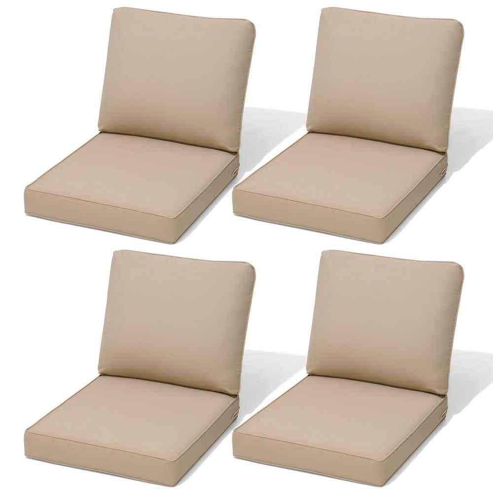 4 Pieces Outdoor Couch Cushion with Removable Cover and Ties 27.6 in. x 24.4 in. x 4.5 in. Patio Seat Cushions in Beige price history on PriceWatchPro
