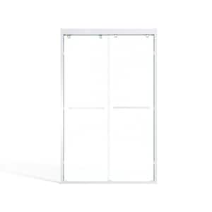 WYonder 48 in. W x 75 in. H Sliding Semi Frameless Shower Door in Chrome with 5/16 in. (8 mm) Clear Glass