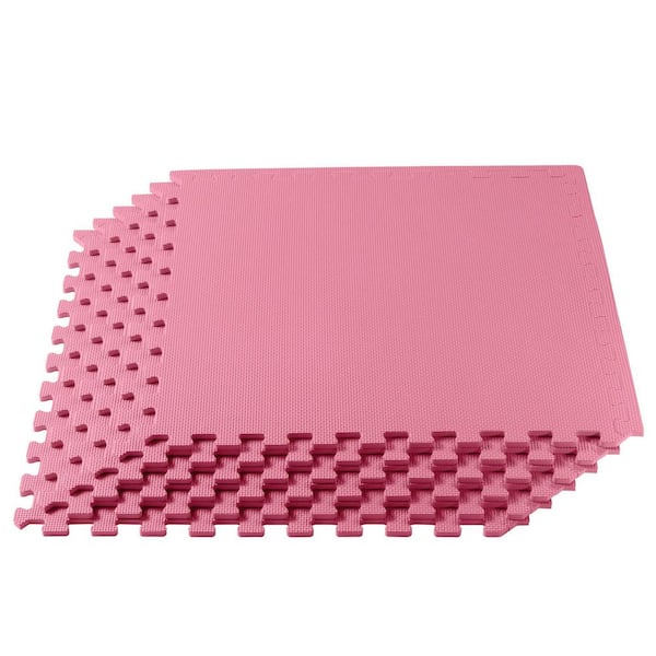 Pink 24 in. W x 24 in. L x 3/8 in. T Interlocking Foam Gym Flooring Mat (6 Tiles/Pack) (24 sq. ft. )