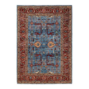 Serapi One-of-a-Kind Traditional Light Blue 4 ft. x 6 ft. Hand Knotted Tribal Area Rug