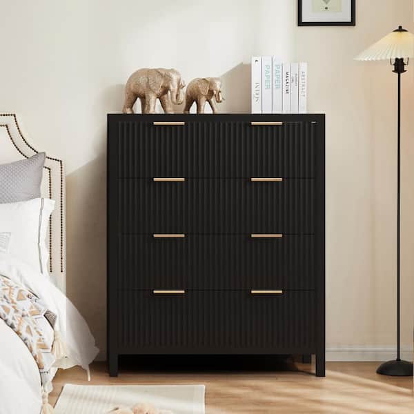 ATHMILE Black Wooden 4-Drawer Storage Cabinet Dresser (15.75in.D x 29.53in.W x 35.43in.H)