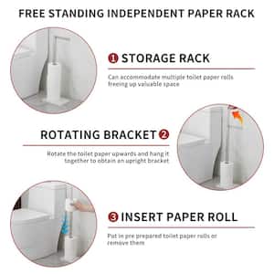 Freestanding Toilet Paper Holder with Natural Marble Base in Brushed Nickel