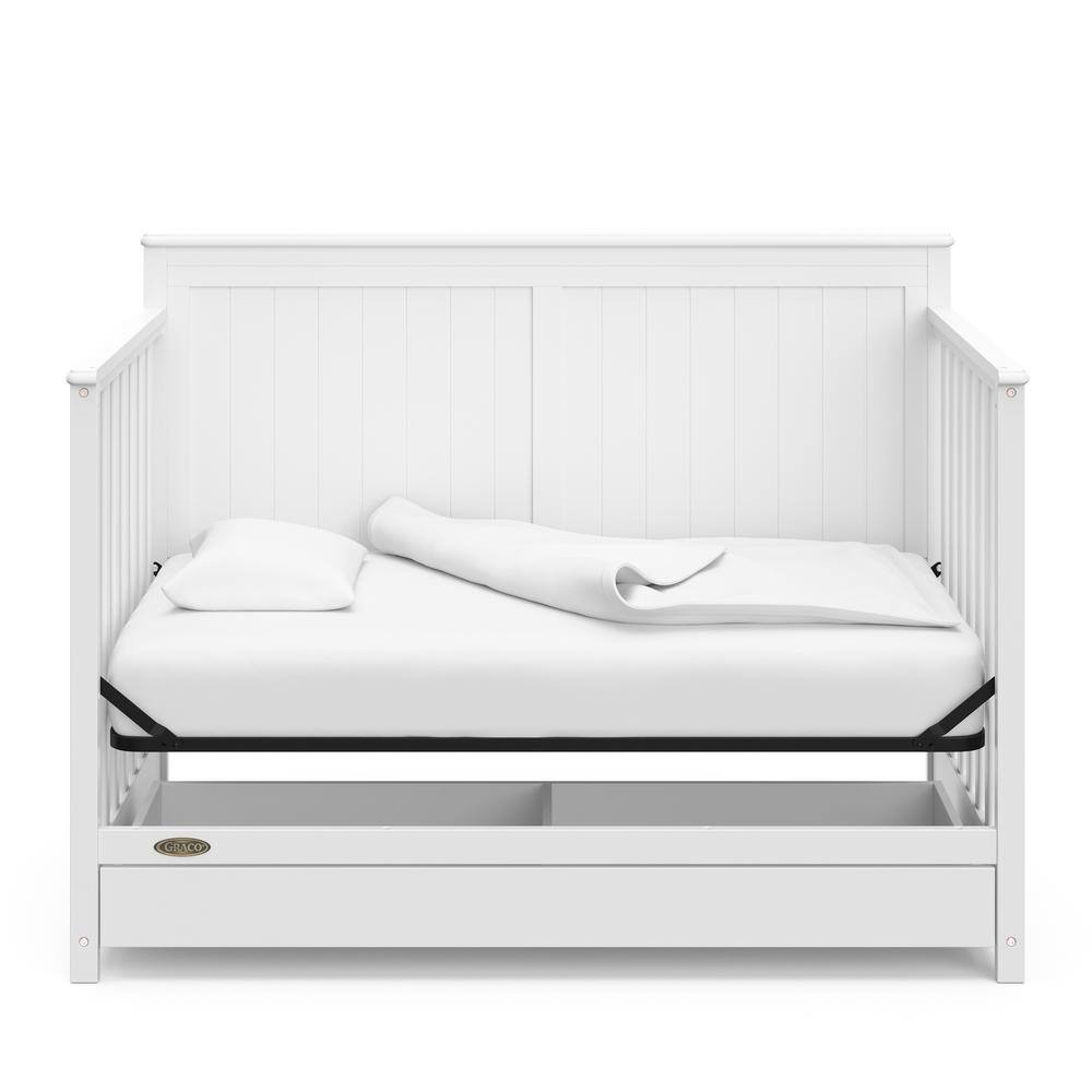 White 5-in-1 Convertible Crib with Storage Drawer