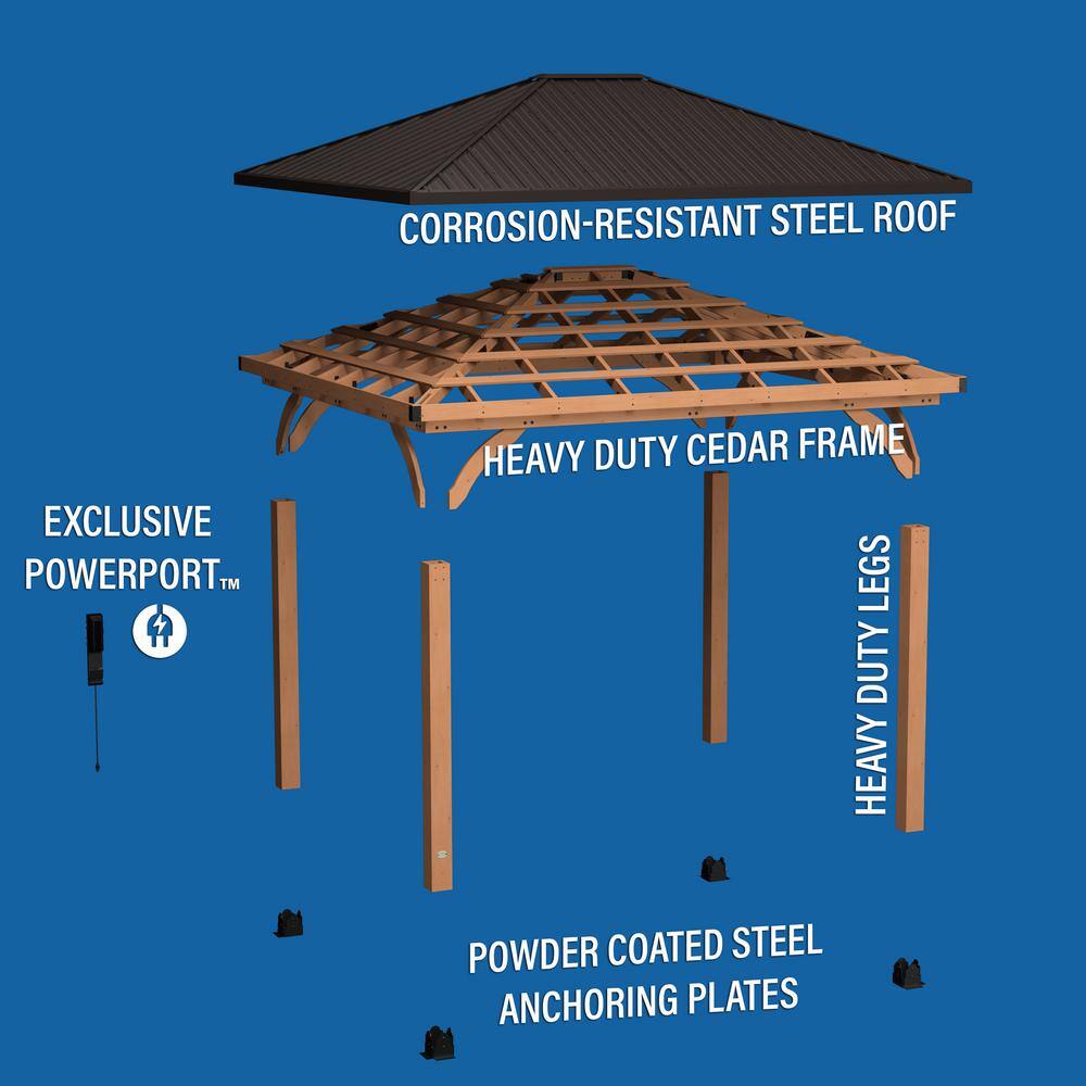 Barrington Cedar and Steel 14x12 Outdoor Gazebo