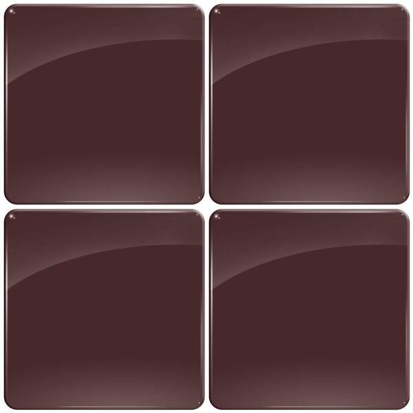 smart tiles 3-11/16 in. x 3-11/16 in. Gel Tile Chocolate with Round Corners Decorative Wall Tile (4-Pack)-DISCONTINUED