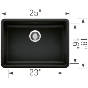 Precis Coal Black Granite Composite 25 in. Single Bowl Undermount Kitchen Sink