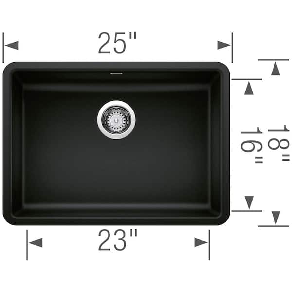 Precis Coal Black Granite Composite 25 in. Single Bowl Undermount Kitchen Sink