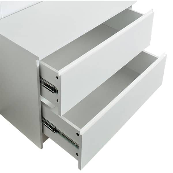 Benjara Vedz Dresser Unit with 2 Drawers- Modern White Melamine Finish Benjara Vedz Dresser Unit with 2 Drawers- Modern White Melamine Finish
