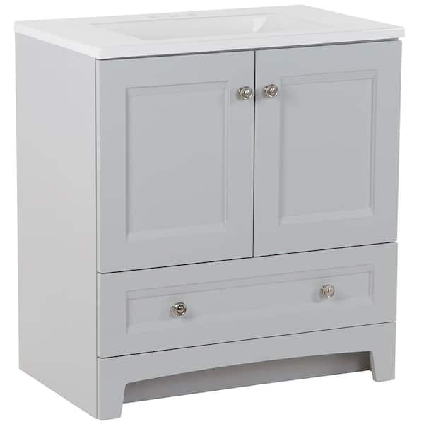 Glacier Bay Delridge 30 In W X 19 D Bath Vanity Pearl Gray With Cultured Marble Top White Sink Dr30p2 Pg Glacier Bay Delridge 30 In W X 19, Glacier Bay Vanity Manual