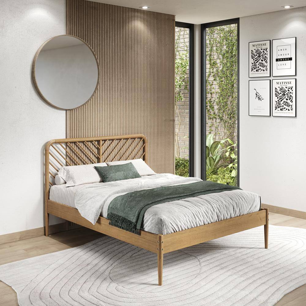 Diagonal Round Urban Oak Brown Frame Queen Platform Bed 2757-QUO