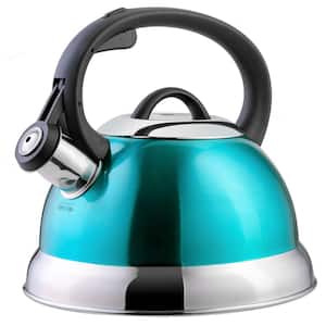 Flintshire 1.75 Qt. 7-Cup Stainless Steel Whistling Stovetop Tea Kettle in Turquoise