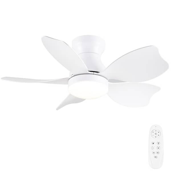 Topsky 30 in. Indoor Matte White Low Profile Standard Ceiling Fan with Light and Remote Control