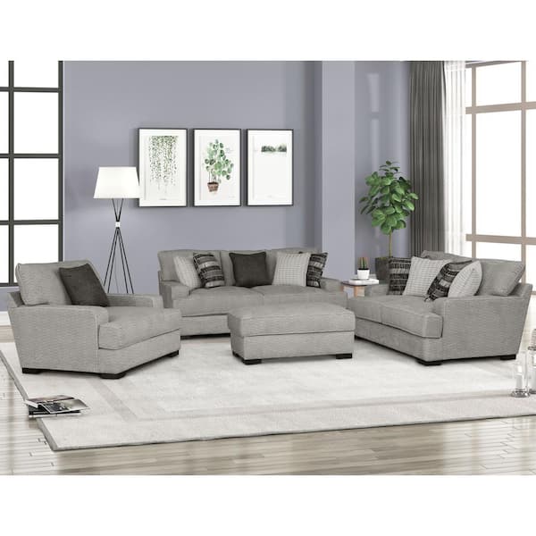 Furniture of America Niel Gray Fabric Arm Chair Sofa With T Seat Cushions