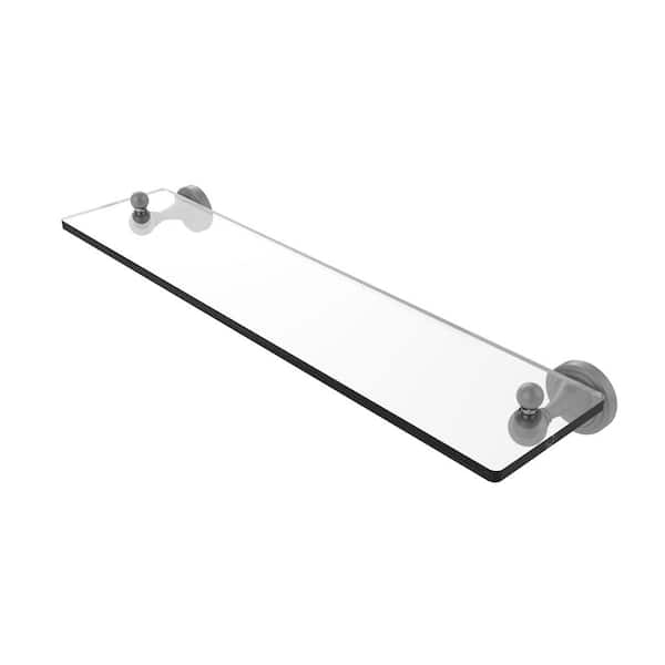 Allied Brass Shadwell Collection 22 in. W Glass Vanity Shelf with Beveled Edges in Matte Gray