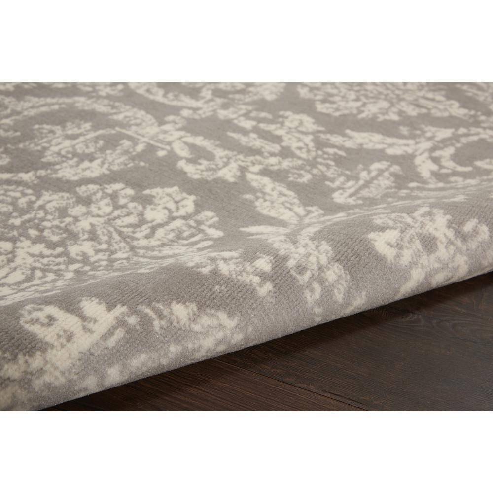 Gray and Ivory Damask 5'3" x 7'3" Synthetic Area Rug