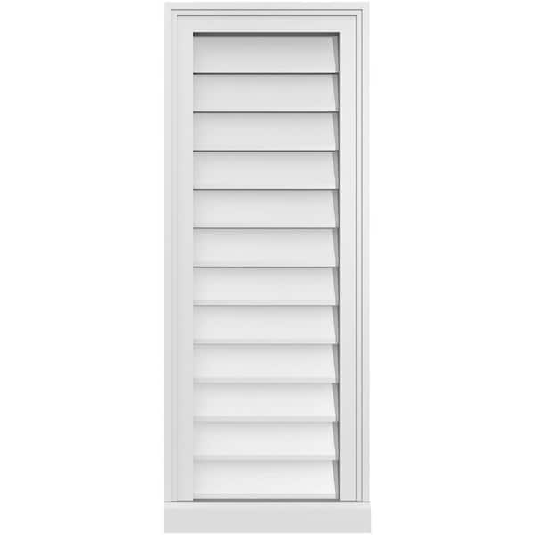 Ekena Millwork 14" x 36" Rectangular White PVC Paintable Gable Louver Vent Non-Functional