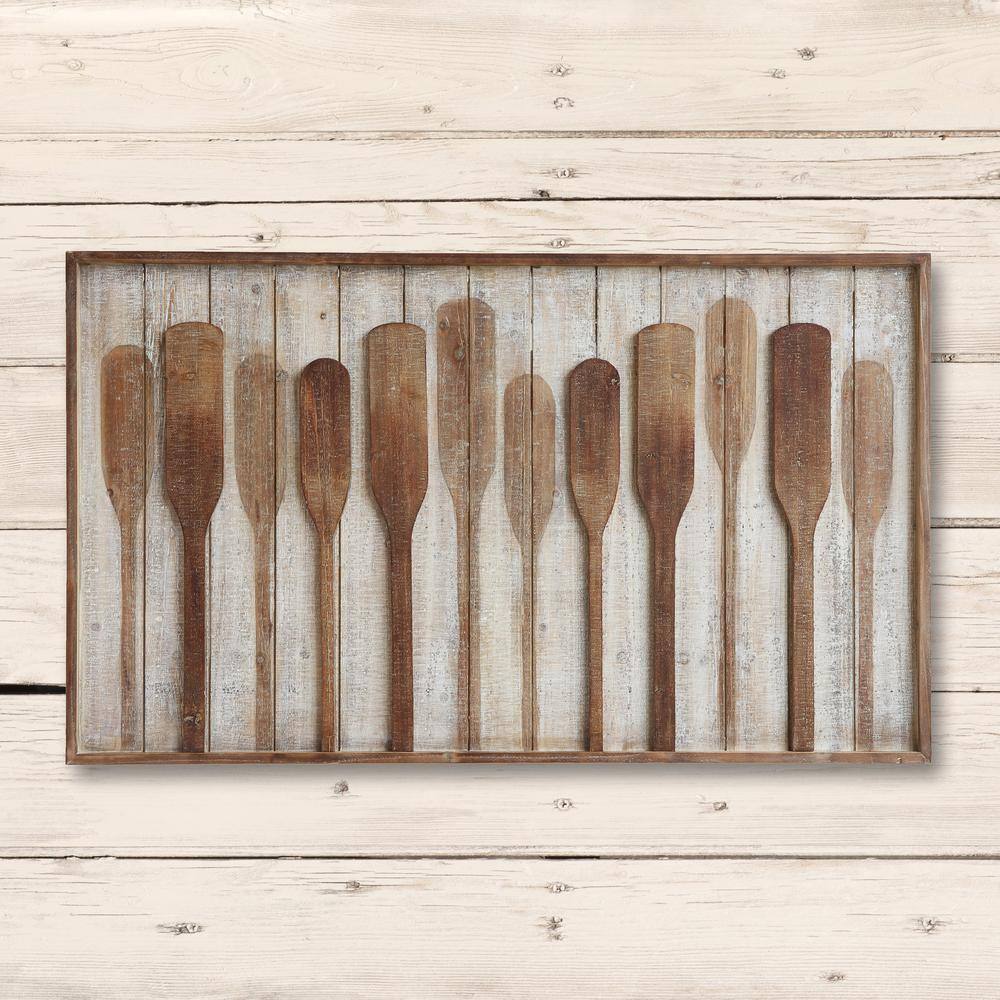 Rustic Brown Wood Framed Paddle Wall Art