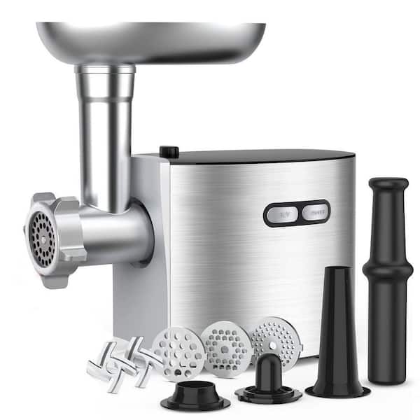 Stainless Steel Electric Meat Grinder w/ 2600W Max Power Includes 3 Plates 2-Blades Sausage Stuffer Tube and Kubbe Kit