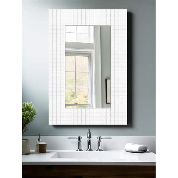 Dovelina 24 in. W. x 36 in. H Rectangle White Framed Wall Mounted Mirror Bathroom Mirror