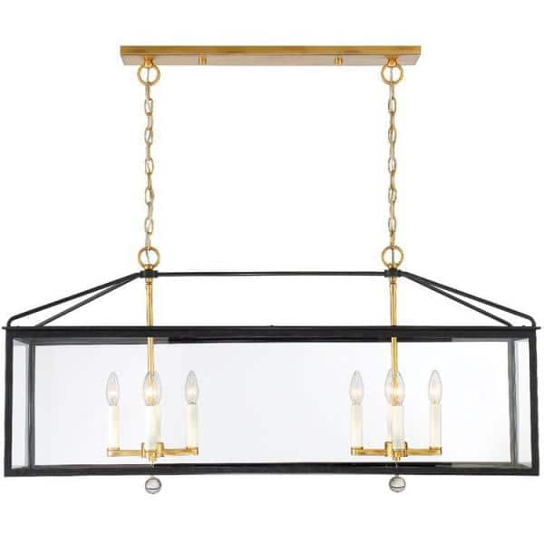 Crystorama Weston 8 Light Black And, Gold And Black Linear Chandelier