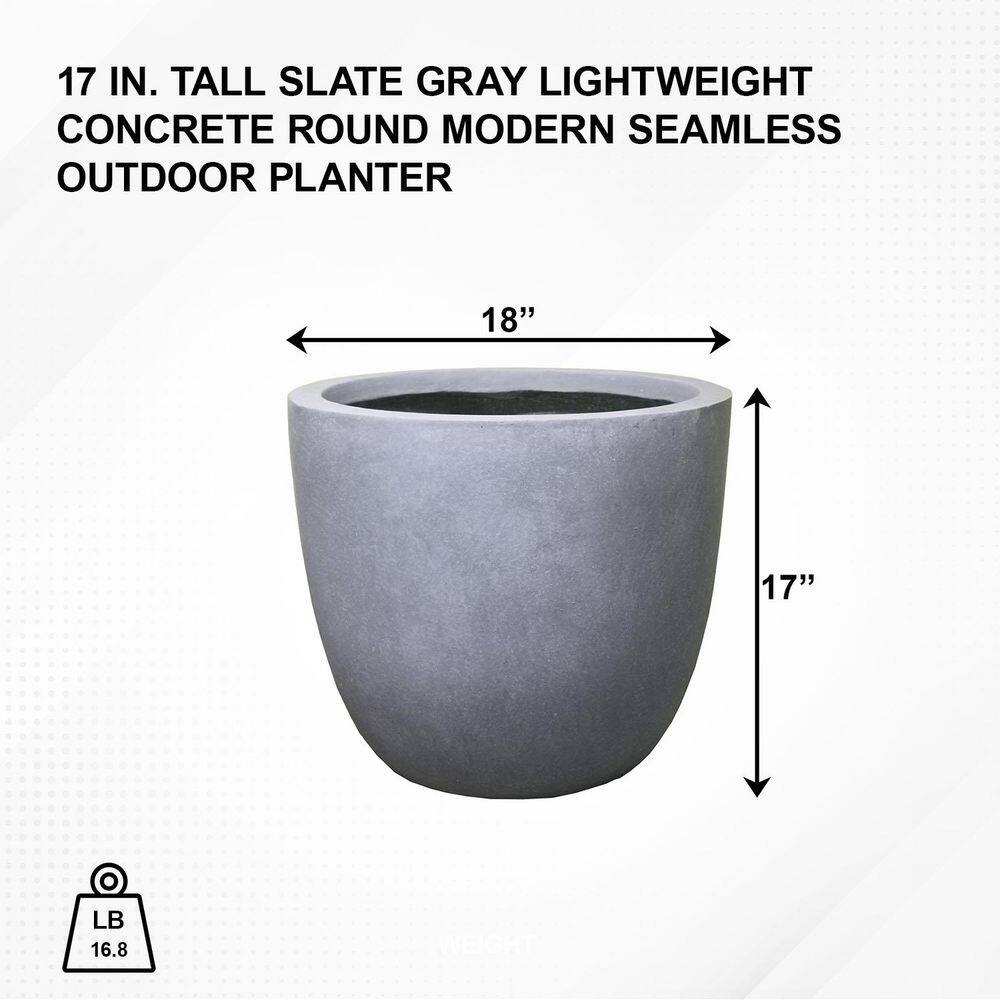 Slate Gray Round Concrete Indoor Outdoor Planter