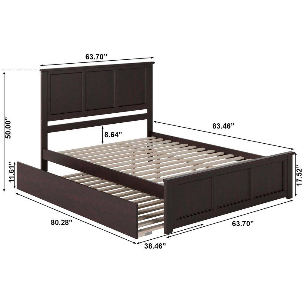 Madison White Solid Wood Frame Queen Platform Bed with Matching Footboard and Twin XL Trundle - thumbnail 5