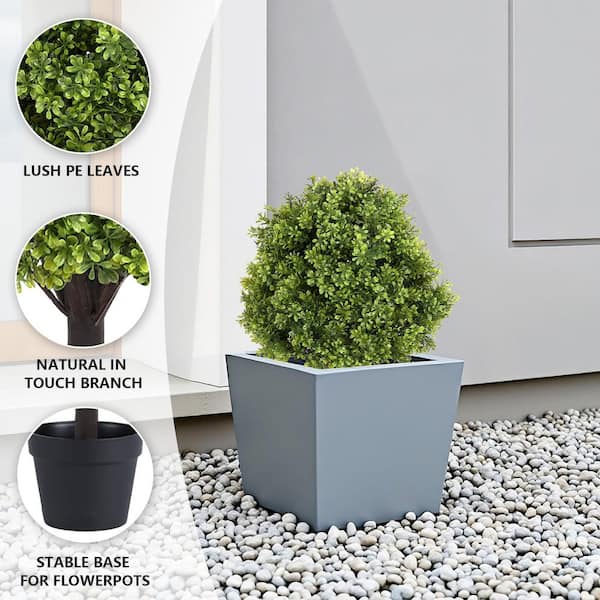 HOYMN 2 ft. Artificial UV-Resistant Indoor/Outdoor Boxwood Topiary
