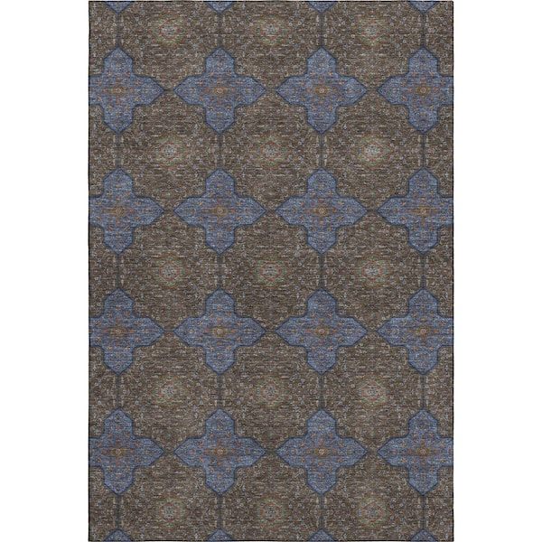 Mayfield Premium Machine Washable Abstract AMF2410 Chocolate 5 ft. x 7 ft. 6 in. Area Rug