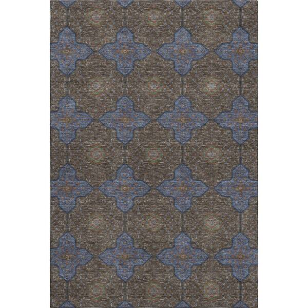 Mayfield Premium Machine Washable Abstract AMF2410 Chocolate 9 ft. x 12 ft. Area Rug
