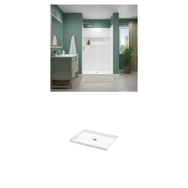 NexTile 48 in. x 34 in. Shower Wall Surround and ShowerCast 48 in. x 34 in. Shower Pan Combo