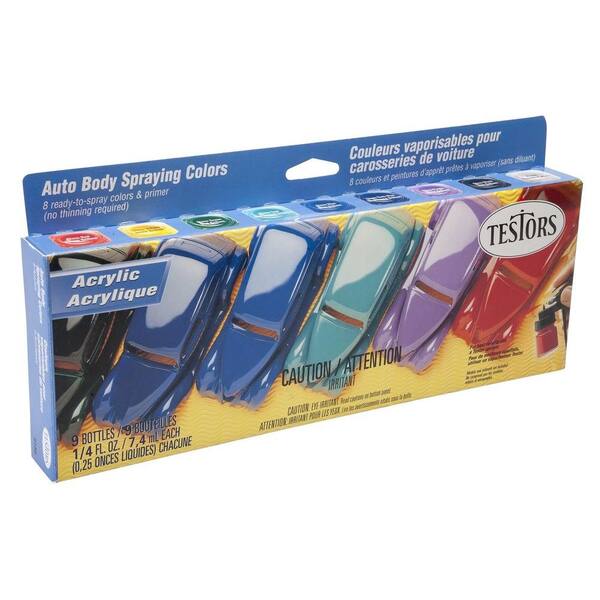 Testors 0.25 oz. 8-Color Auto Body Acrylic Airbrush Paint Set (6-Pack)