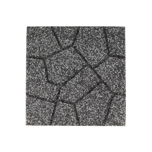 Vigoro 16 in. x 16 in. x ¾ in. Black/Gray Blended Dual-Sided Rubber Paver (9-Pack)