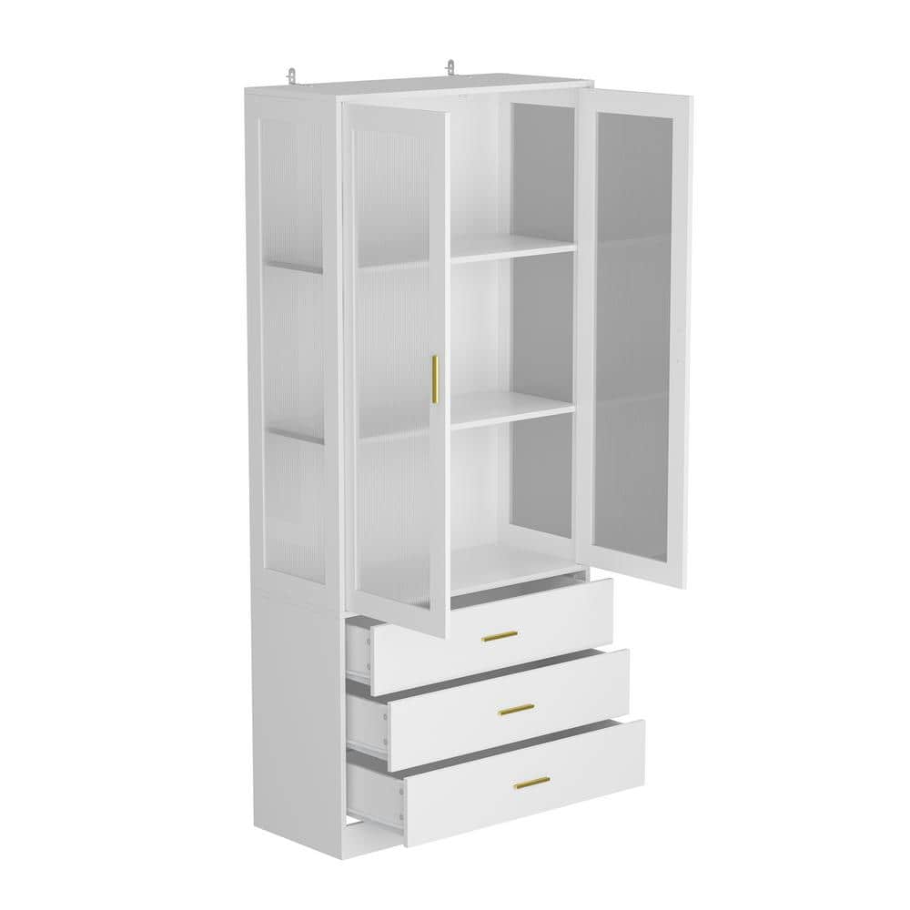 FUFU&GAGA White Wooden Free Standing 31.5 in. Width Storage Bookcase with 3Tier