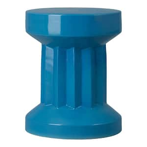 Intrepid 18 in. H Glossy Glaze Turquoise Round Ceramic Garden Stool