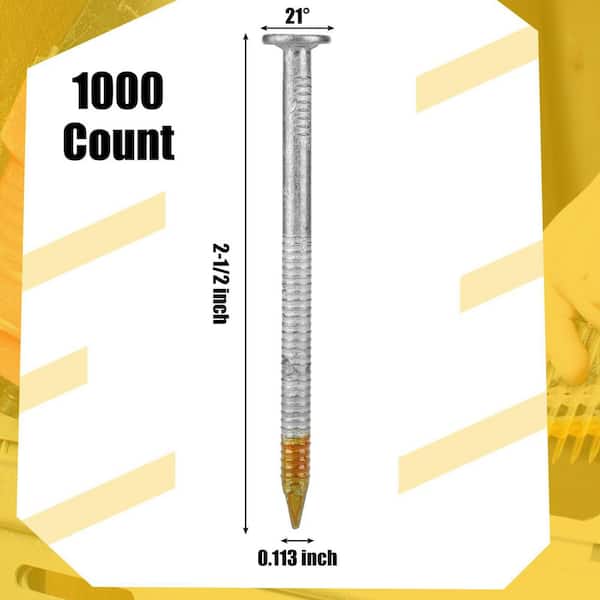 MYWISH 2-1/2 in. x 0.113-Gauge 21° Electrogalvanized Ring Shank
