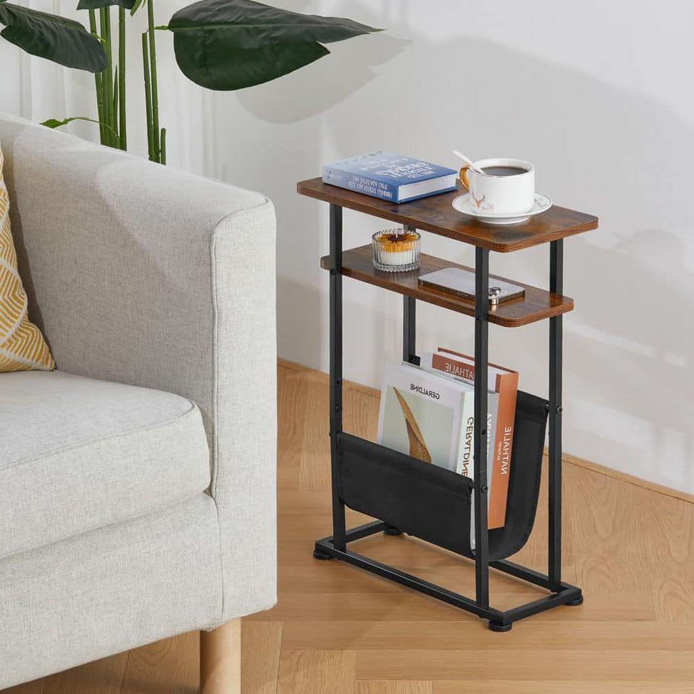 Magazine Rack Tired Rustic Brown 16.7 in. x 21.7 in. Wood Freestanding Magazine Rack ...