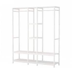 Cynthia White Freestanding Closet Organizer Garment Rack with Shelves and Hanging Rods