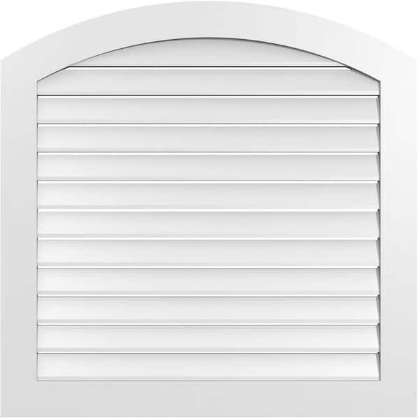 Ekena Millwork 38 in. x 42 in. Arch Top Surface Mount PVC Gable Vent: Decorative with Standard Frame