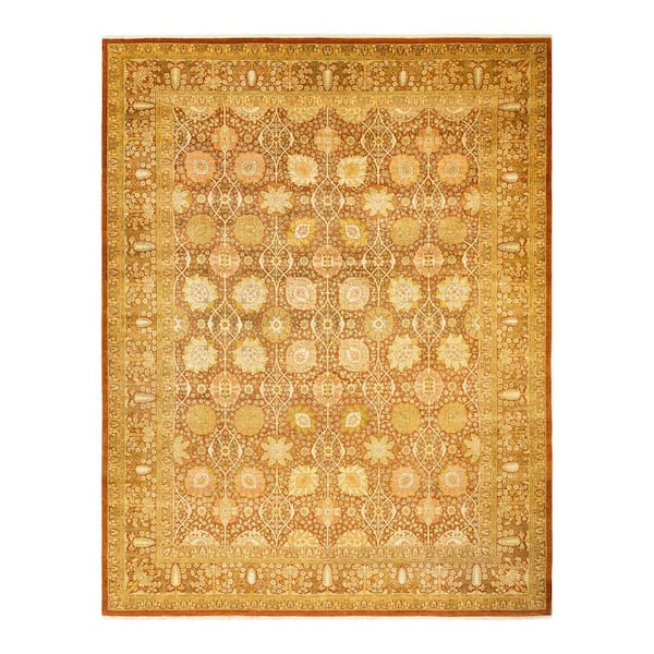 Mogul 8 ft. x 10 ft. Brown Oriental Wool Indoor Area Rug