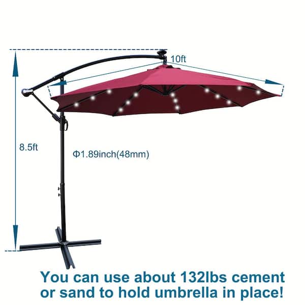 Cesicia 2-Pack 10 ft. Steel Octagao Solar Powered 24-LED UPF