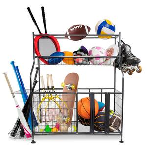 150 lb. Capacity Garage Sports Equipment Organizer and Storage Rack with Heavy-Duty Steel and Adjustable Support Feet