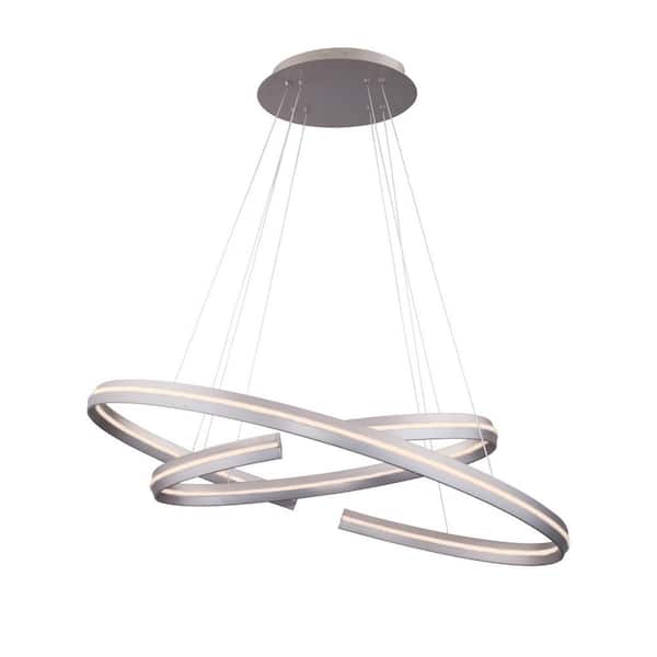 WAC Lighting Orbit 32 in. 460-Watt Equivalent Integrated LED Satin Nickel Pendant with Acrylic Shade