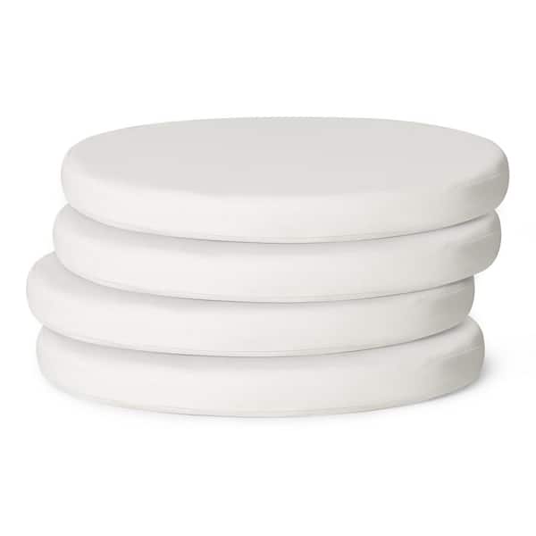 WESTIN OUTDOOR FadingFree (Set of 4) 16 in. Round Outdoor Patio Circle Dining Chair Seat Cushions in White