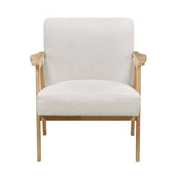 Lazzara Lewiston Beige Textured Fabric Upholstery Accent Arm